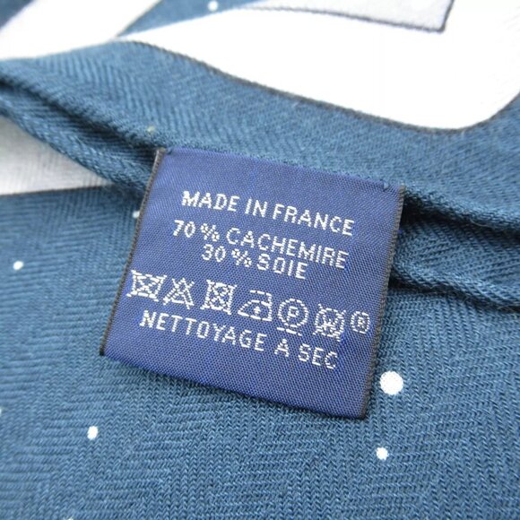 HERMES Rectangle Cosmic Horse Scarf cashmere silk Navy Used Women - Picture 5 of 6